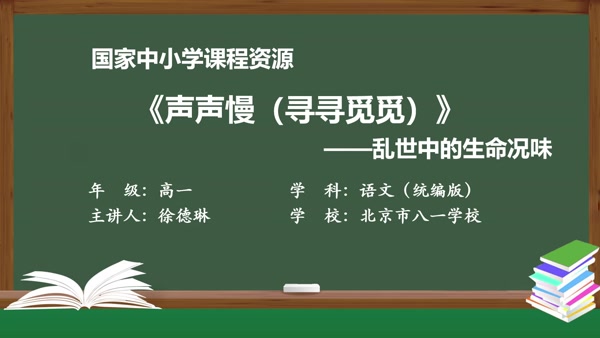 《声声慢（寻寻觅觅）》——乱世中的生命况味