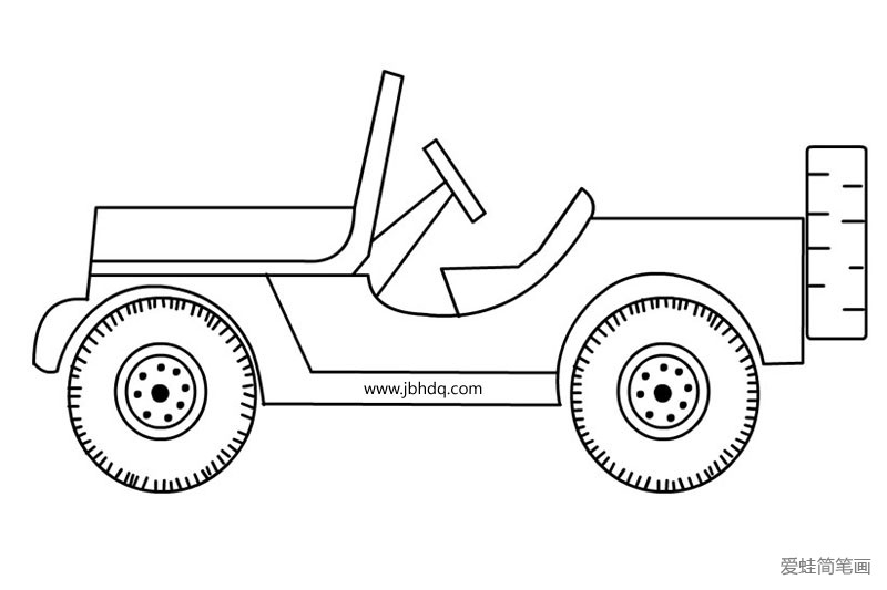 敞篷吉普车简笔画彩色