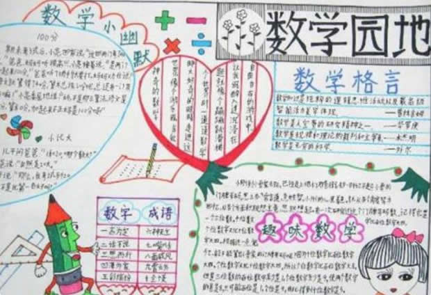 四年级趣味数学手抄报简单好画少字