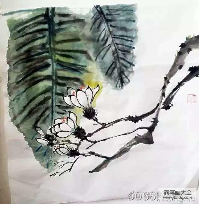 玉兰芭蕉图国画写意