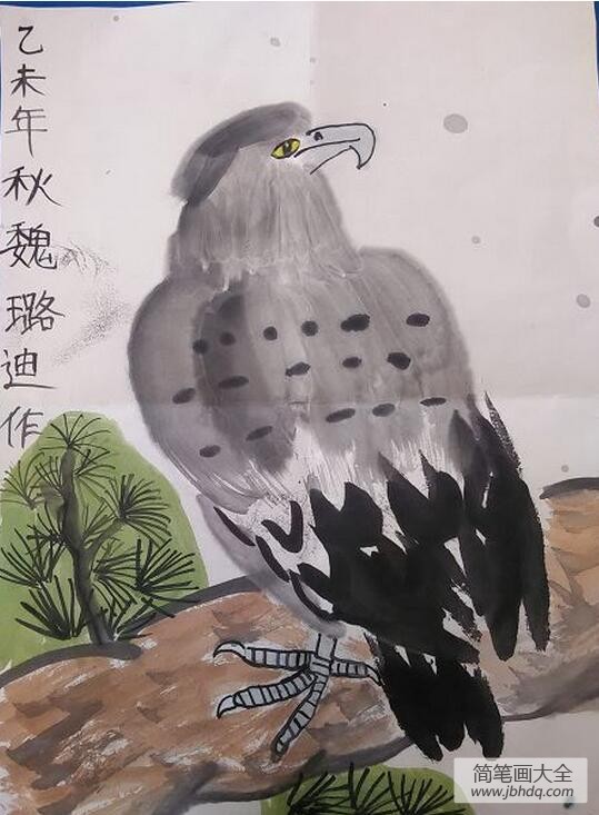 水墨老鹰国画动物画