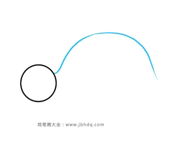 2.从头部伸出一条长长的弧线，勾勒出龟壳的顶部。