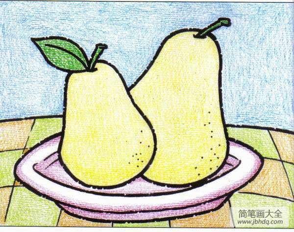 儿童版画 两个大鸭梨