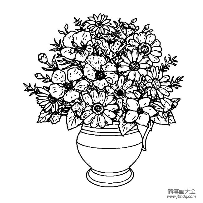 儿童简笔画花瓶加花 花瓶与花的简笔画图片