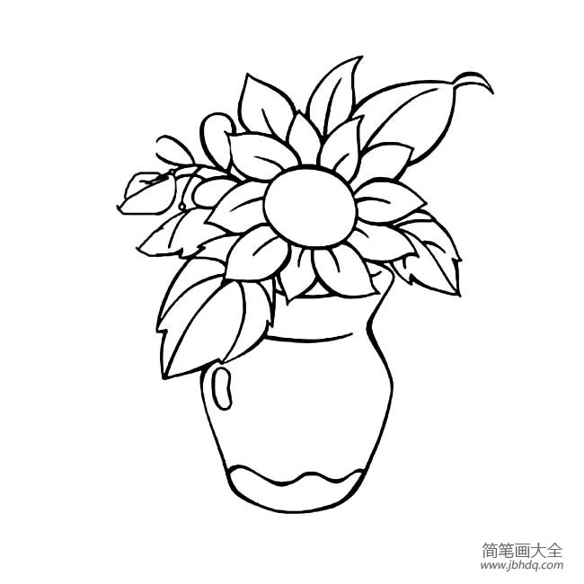 儿童简笔画花瓶加花 花瓶与花的简笔画图片