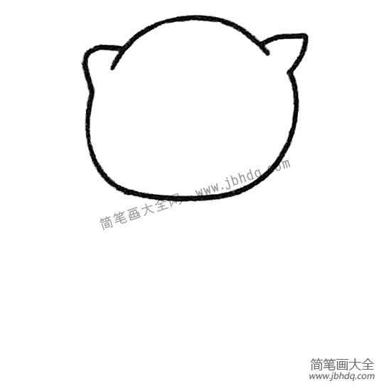 1.先画小猫的头部轮廓