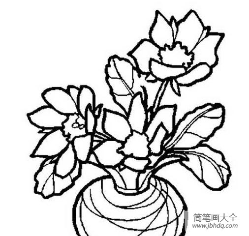 儿童简笔画花瓶加花 花瓶与花的简笔画图片