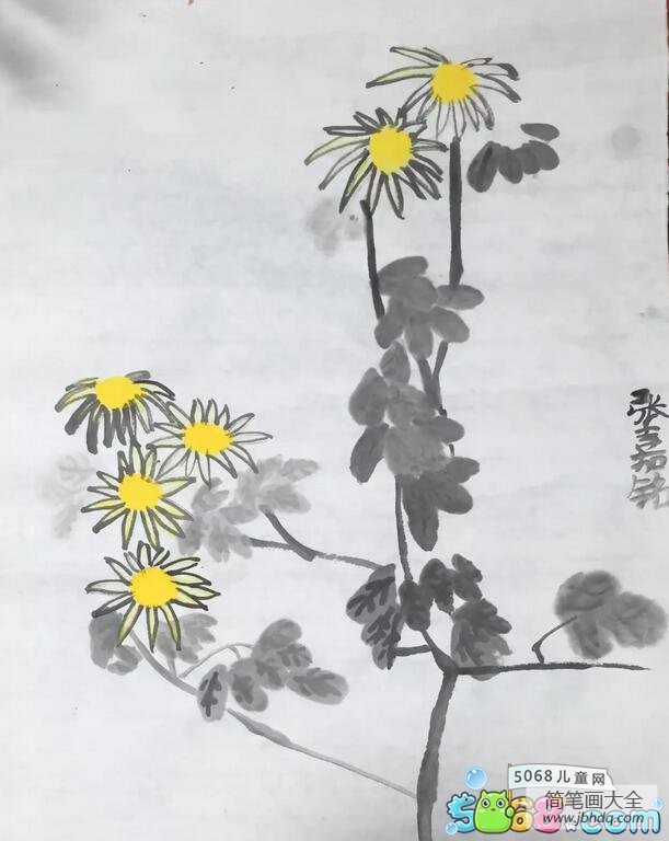 水墨画菊花写意秋天国画作品欣赏