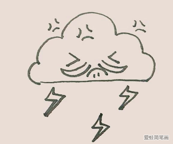 简笔画之雷雨云