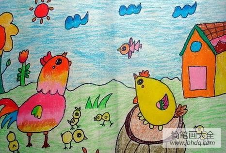 优秀儿童蜡笔画作品大全-和平共处