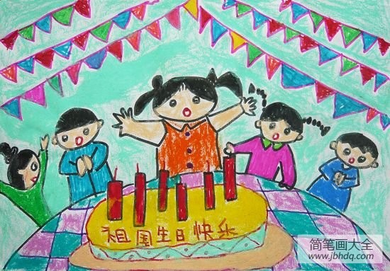 祝祖国生日快乐,欢庆国庆节儿童画