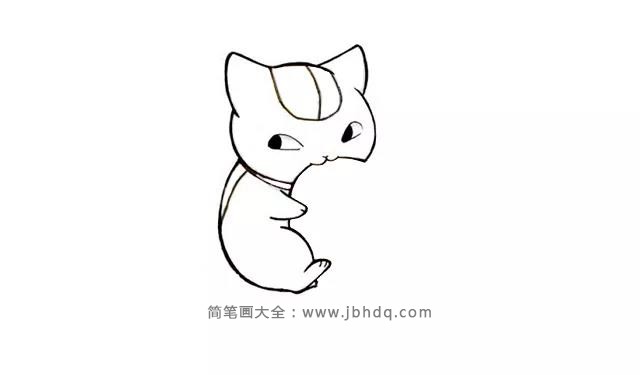 画小猫吃鱼的简笔画