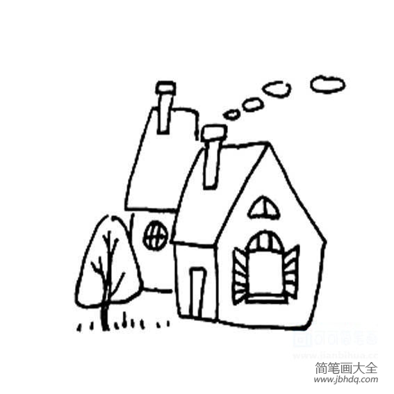 简笔画乡村小房子