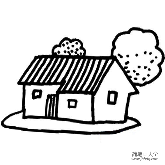 农家小屋简笔画