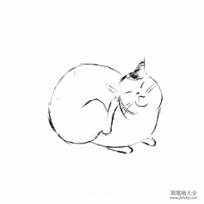 猫咪的背影简笔画推按