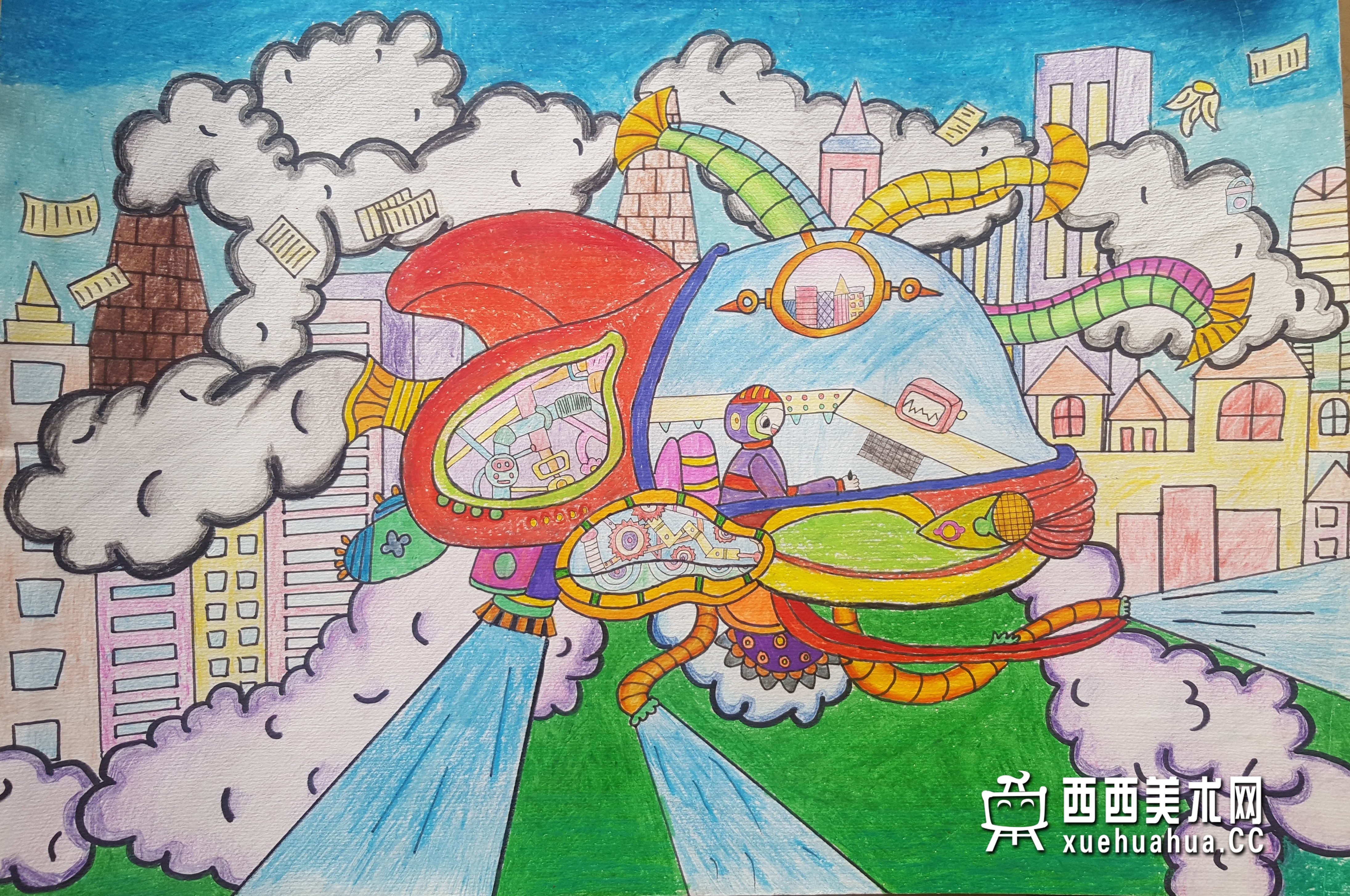 优秀小学生获奖科幻画《智能清洁器》赏析(1)