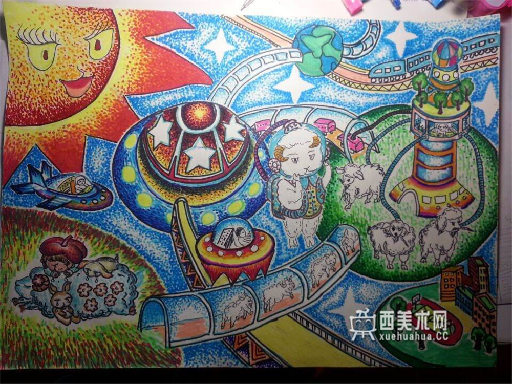 儿童获奖科幻画《太空隧道》(1)