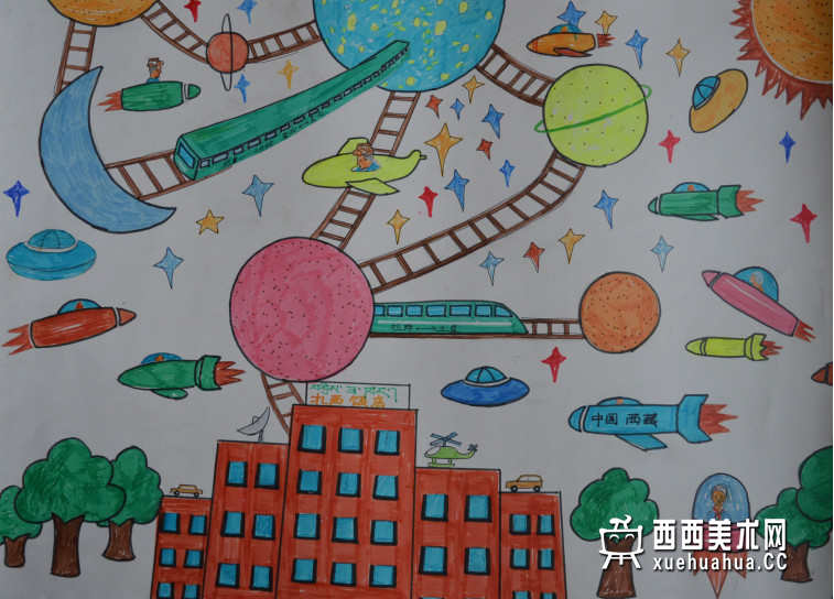 三等奖小学生获奖科幻画《未来的宇宙》欣赏(1)