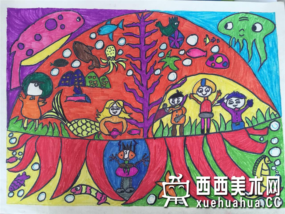 优秀中学生获奖科幻画《海的秘密》欣赏(1)