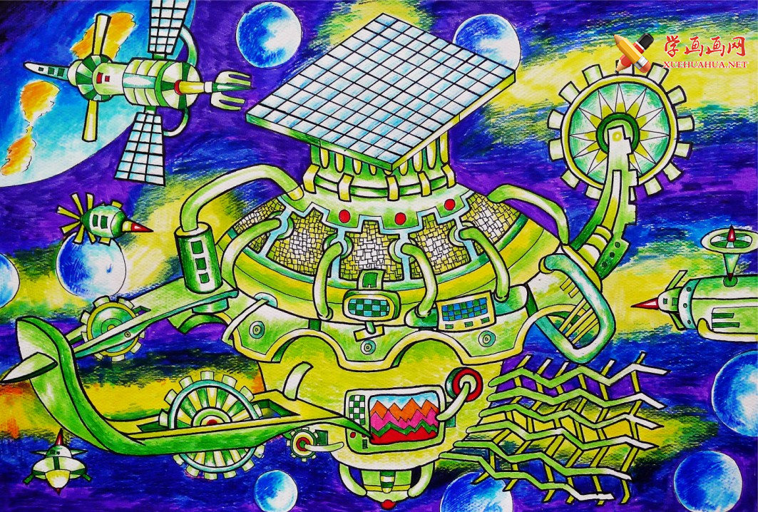 未来城市科幻画《未来太空科技城》(1)