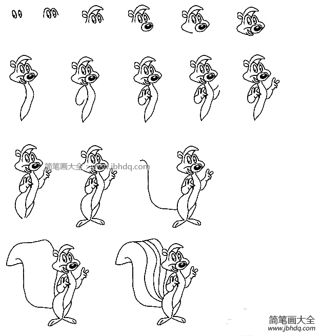 卡通松鼠简笔画教程