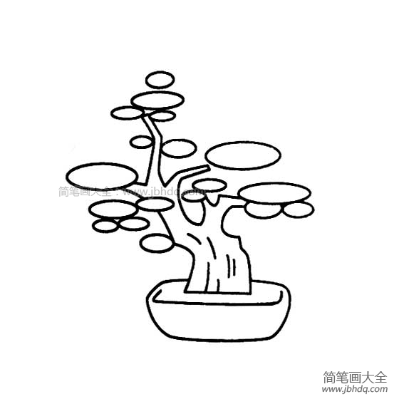 小树盆景简笔画