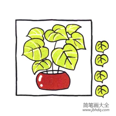 四步画出可爱简笔画 可爱的心形网纹草