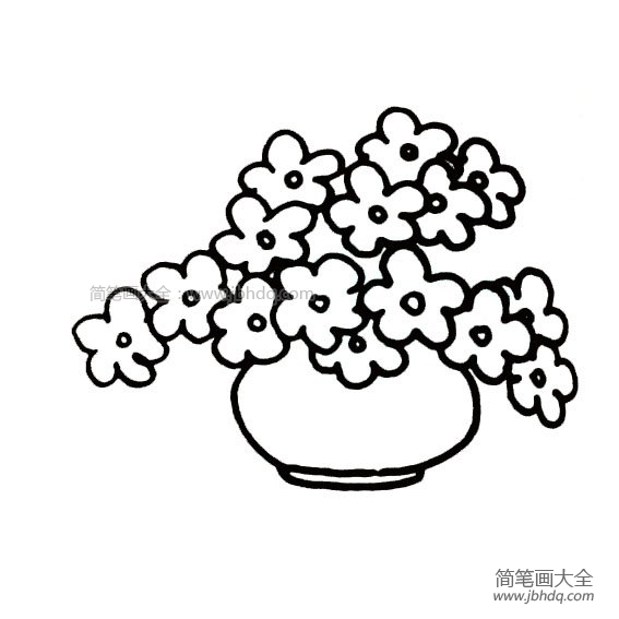 盆栽小花进阶版简笔画