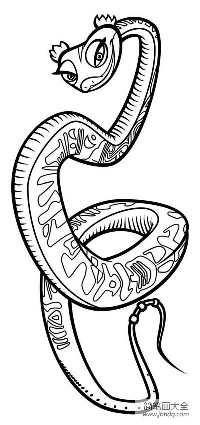 动漫人物简笔画 功夫熊猫灵蛇简笔画图片
