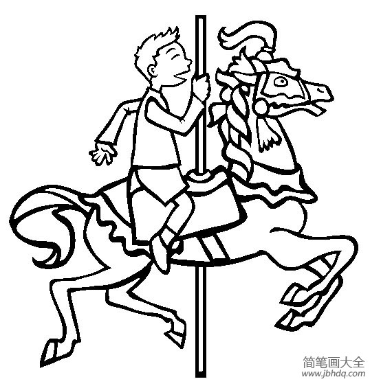 游乐场简笔画大全 旋转木马简笔画图片