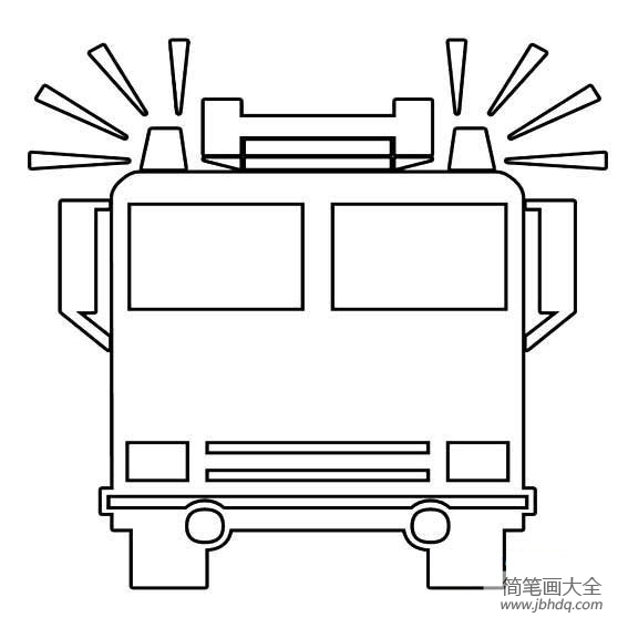 消防车车头正面简笔画