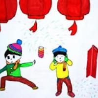 欢度春节儿童画图片简单又漂亮