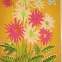 深秋的菊花,儿童植物蜡笔画作品欣赏