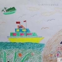 三年级五一劳动节儿童画作品大全：五一海边度假
