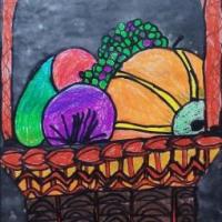 秋天的蔬菜蜡笔儿童画作品欣赏