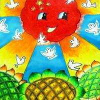 纪念世界反法西斯胜利70周年儿童画-飞向光明的和平鸽