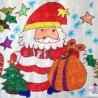 儿童关于圣诞节的儿童画作品大全：圣诞老人
