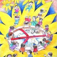 世界和平主题儿童画-拥护和平